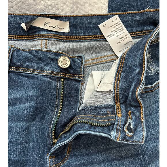 Kancan Dark Wash Mid Rise Stretchy Distressed Skinny Jeans Women Size 27 | 7 - Picture 6 of 9
